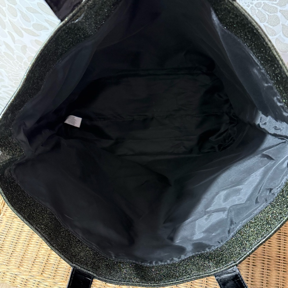 Jimmy Choo Parfums Black Shiny Glossy Patent Glitter Trimmed Tote Bag - Picture 10 of 12